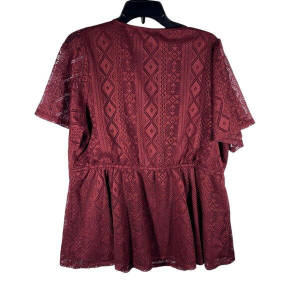 Torrid Lace Kimono Top Women's Size 1X Burgundy Short Sleeve Boho Style - Picture 2 of 8